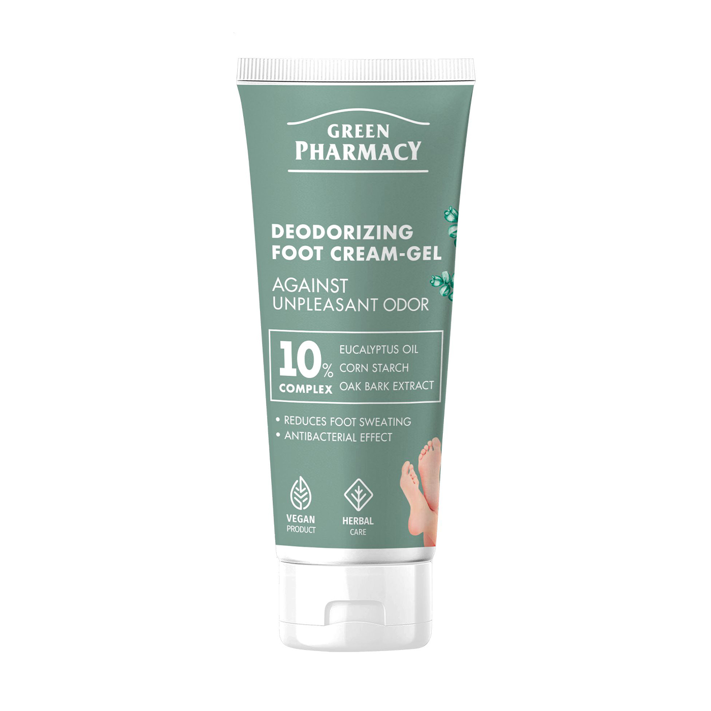 Дезодоруючий крем-гель для ніг Green Pharmacy Deodorizing Foot Cream-Gel, 75 мл